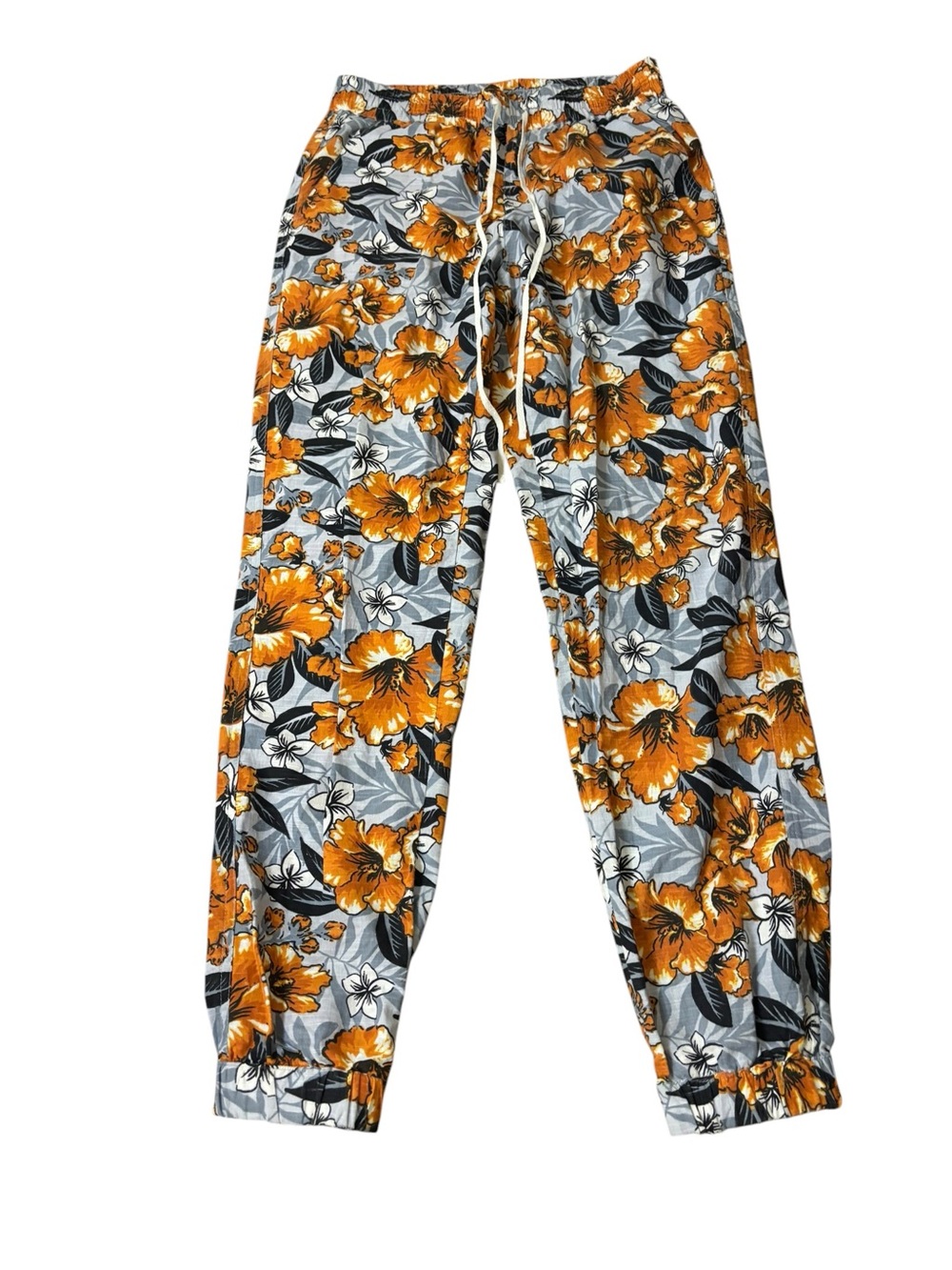 Urban Outfitters Gray & Orange Floral Drawstring Joggers - Picture 1 of 3